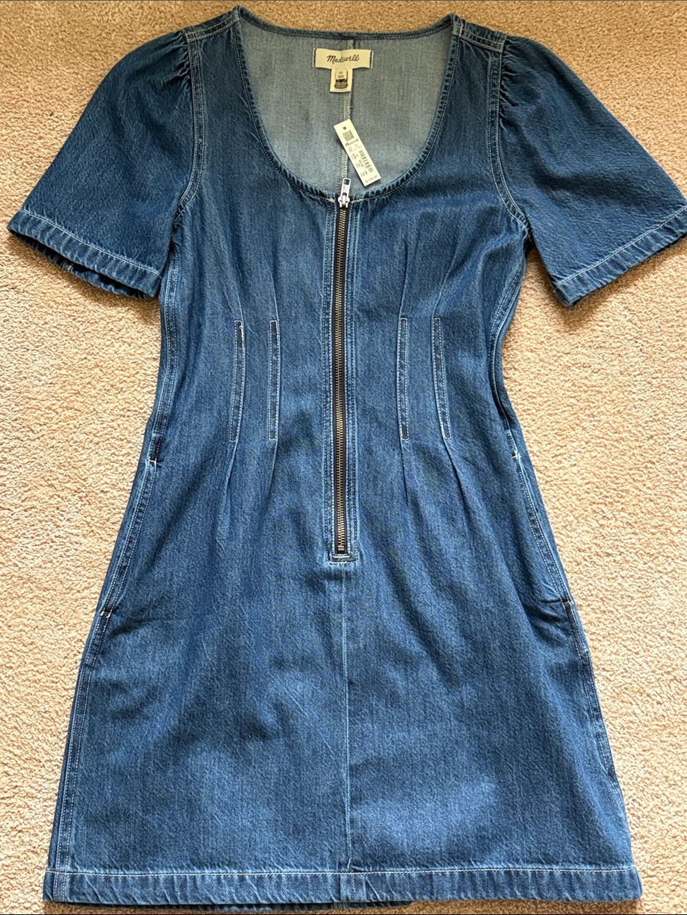 Madewell Indigo Denim Zip-Front Mini Dress